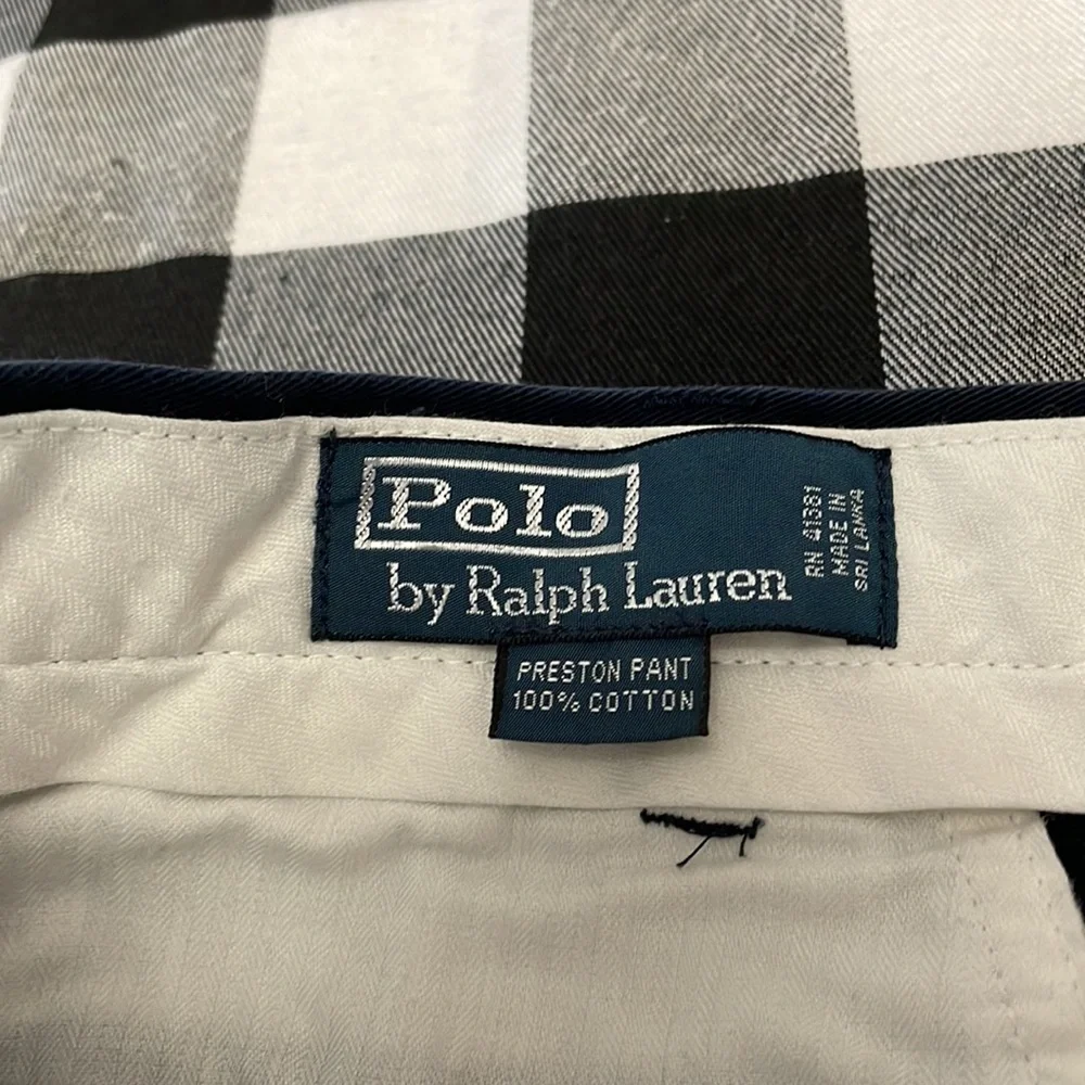 Polo Ralph Lauren Preston Chino Casual Pants 38 x 29 Short Navy Blue Red Pony - Picture 7 of 11